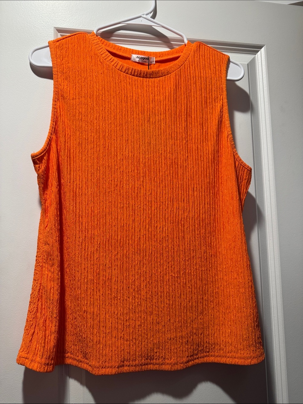 Amazon Bright Orange Ribbed Sleeveless Tank Top